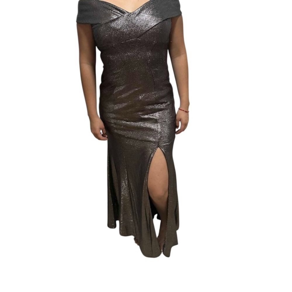 Night Way Collections Strapless Metallic Gown